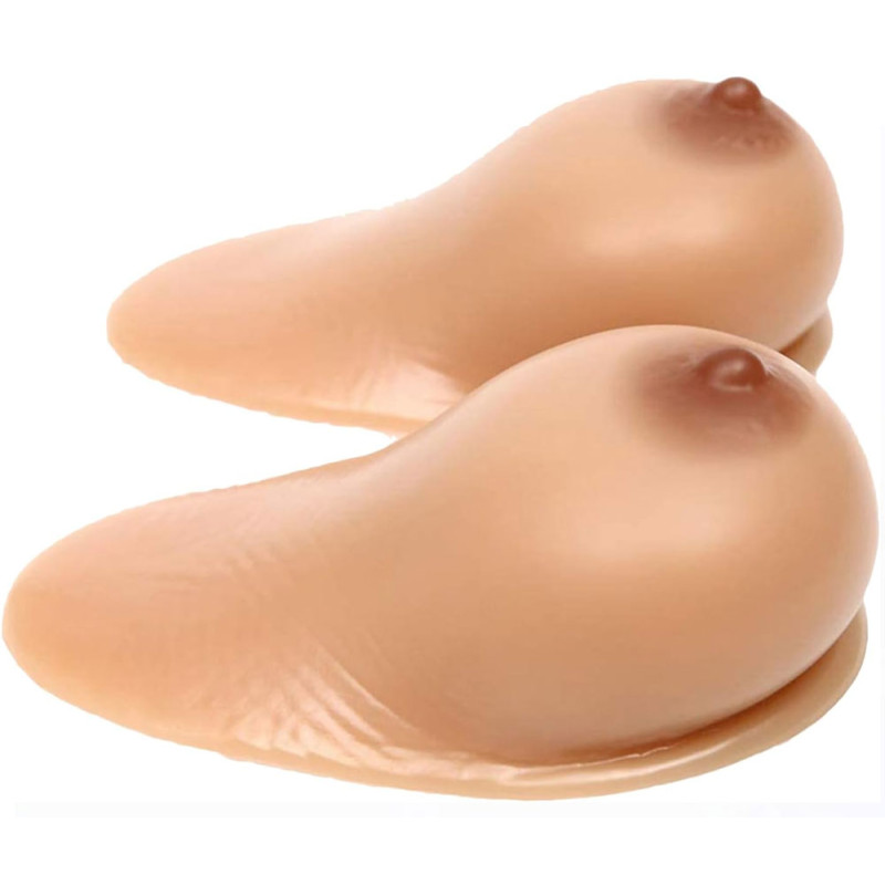 Faux seins adhésifs D tétons bruns - Faux seins adhésifs pour travesti