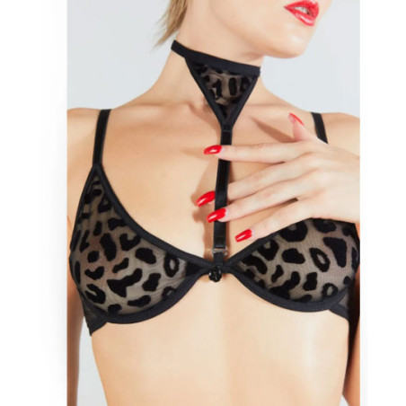 Soutien-Gorge À Armatures Et Chocker Amovible Avec Imprimé Félin - Soutiens-gorge sexy pour travestis