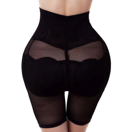 Corset noir gainant fausses hanches et fesses - Silhouette travesti