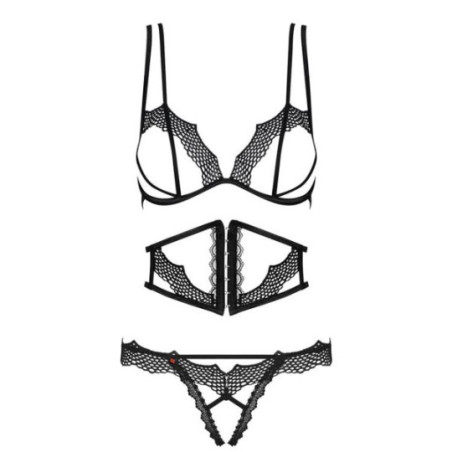 Ensemble 3 pièces ouverts - Ensemble lingerie sexy pour travestis